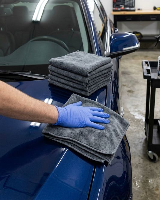 Rovae Microfiber Car Wash Towels Gray 16 x 16 in 6 Pack