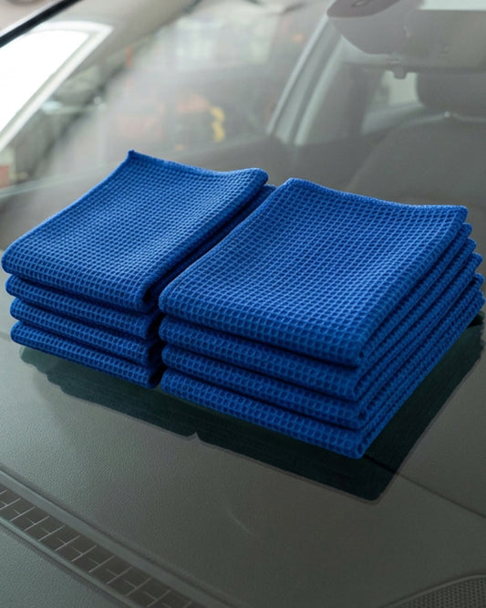 Rovae Waffle Microfiber Glass Cloths Set of 6 40 x 40 cm Blue - Lifestyle view