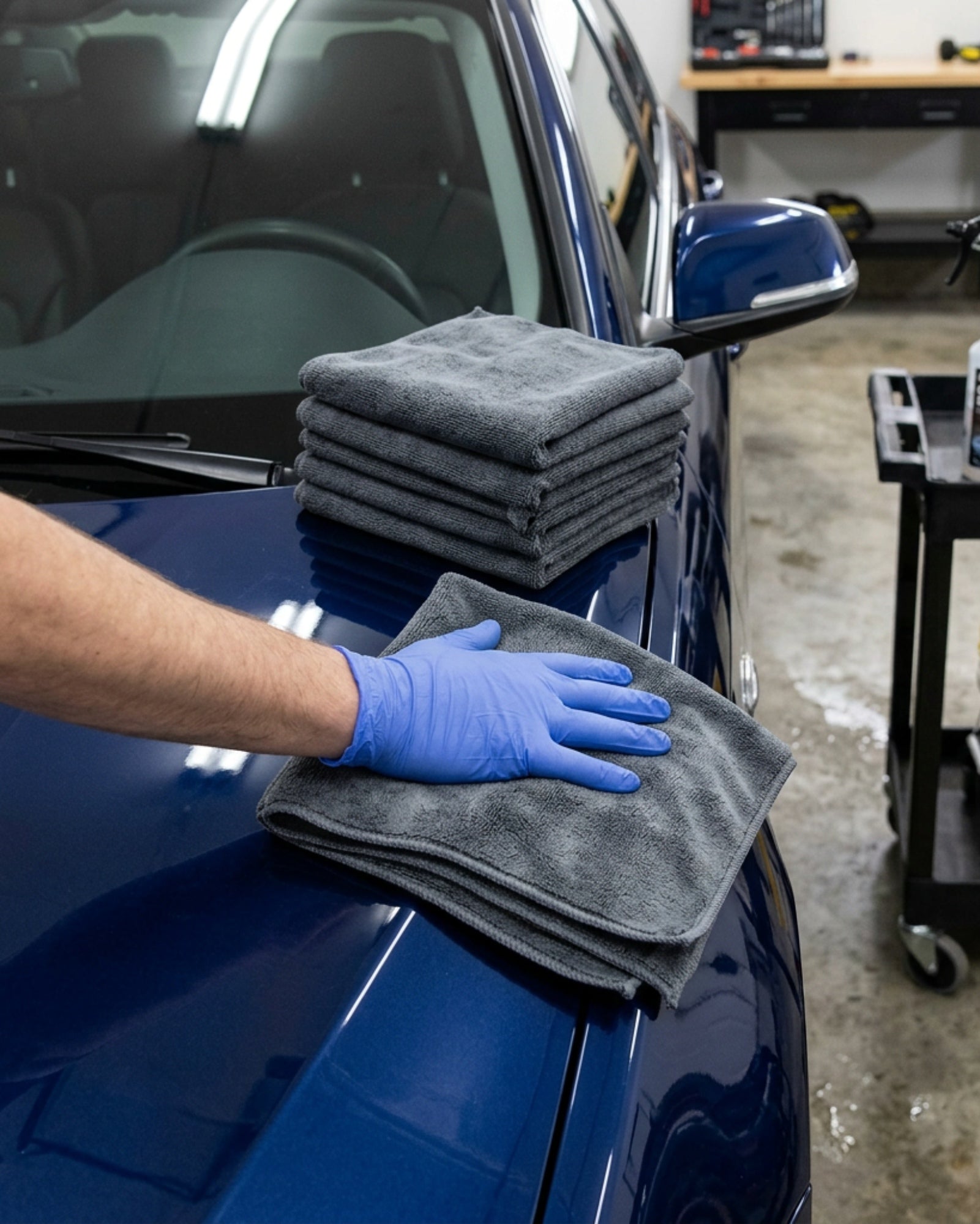 Rovae Microfiber Car Wash Towels Gray 16 x 16 in 6 Pack