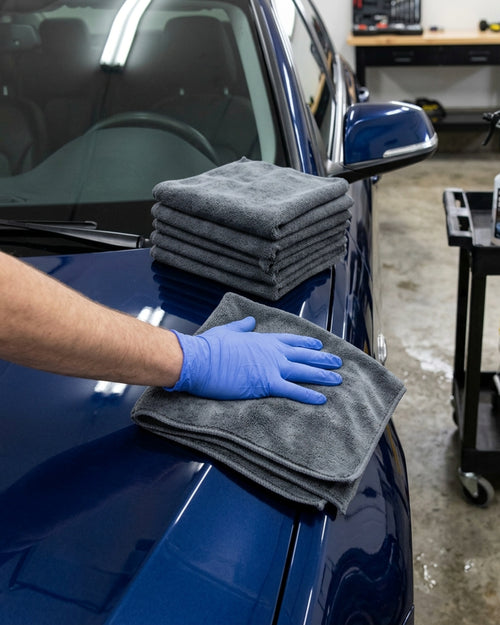 Rovae Microfiber Car Wash Towels Gray 16 x 16 in 6 Pack