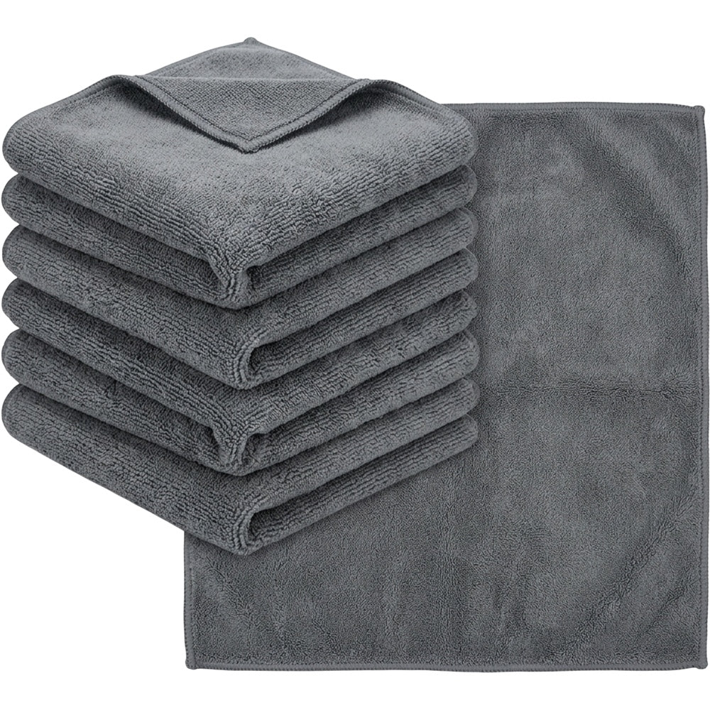 Rovae Microfiber Car Wash Towels Gray 16 x 16 in 6 Pack