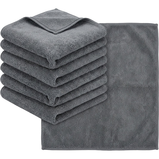 Rovae Microfiber Car Wash Towels Gray 16 x 16 in 6 Pack
