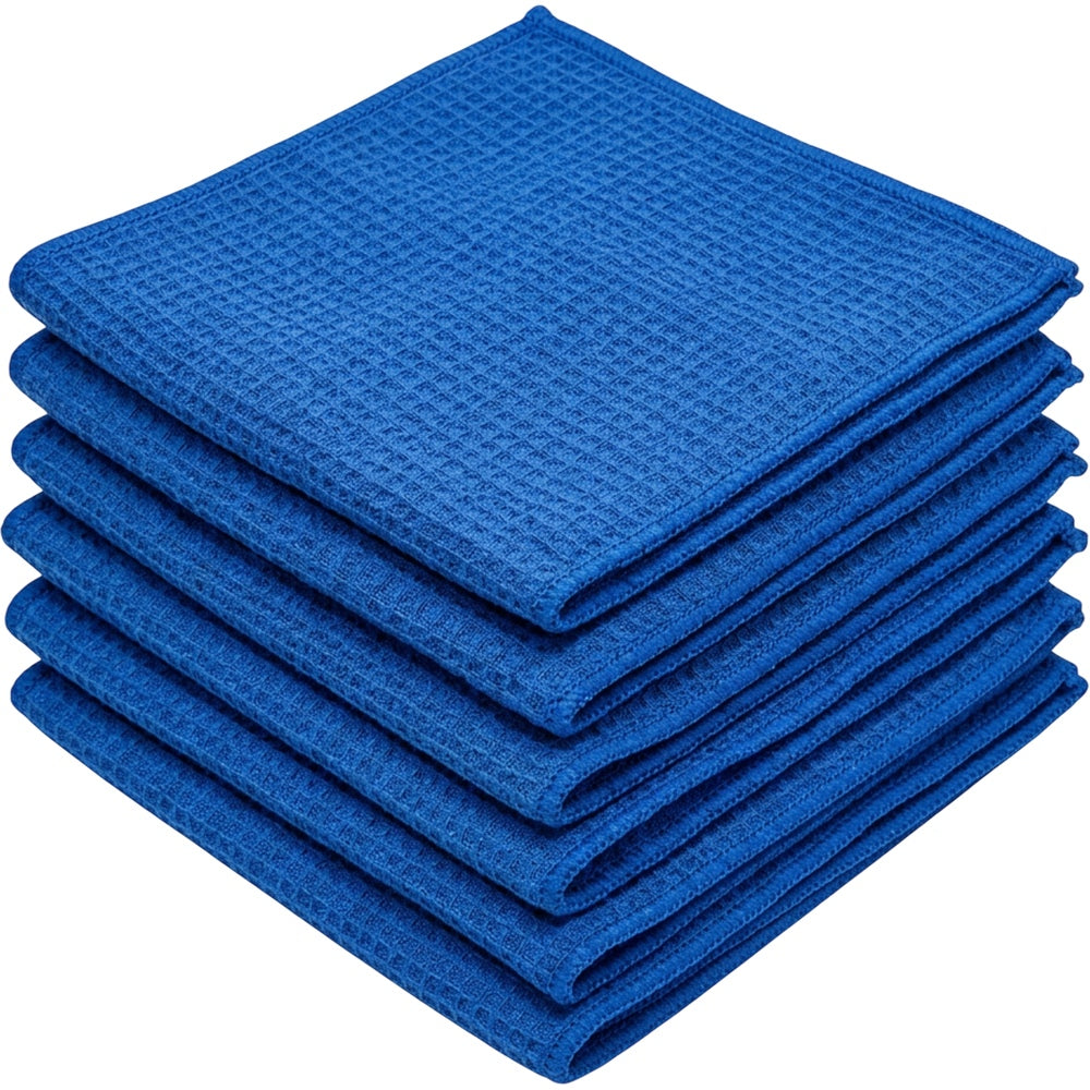 Rovae Waffle Microfiber Glass Cloths Set of 6 40 x 40 cm Blue - Product view