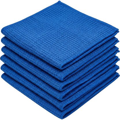 Rovae Waffle Microfiber Glass Cloths Set of 6 40 x 40 cm Blue - Product view