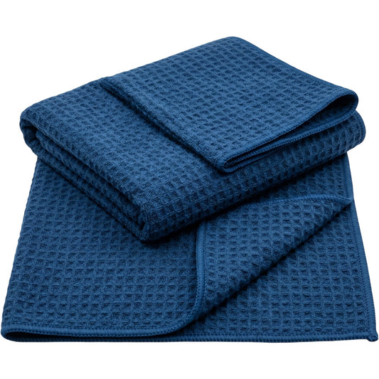 Rovae Waffle Weave Drying Towel Blue 24 x 36 in
