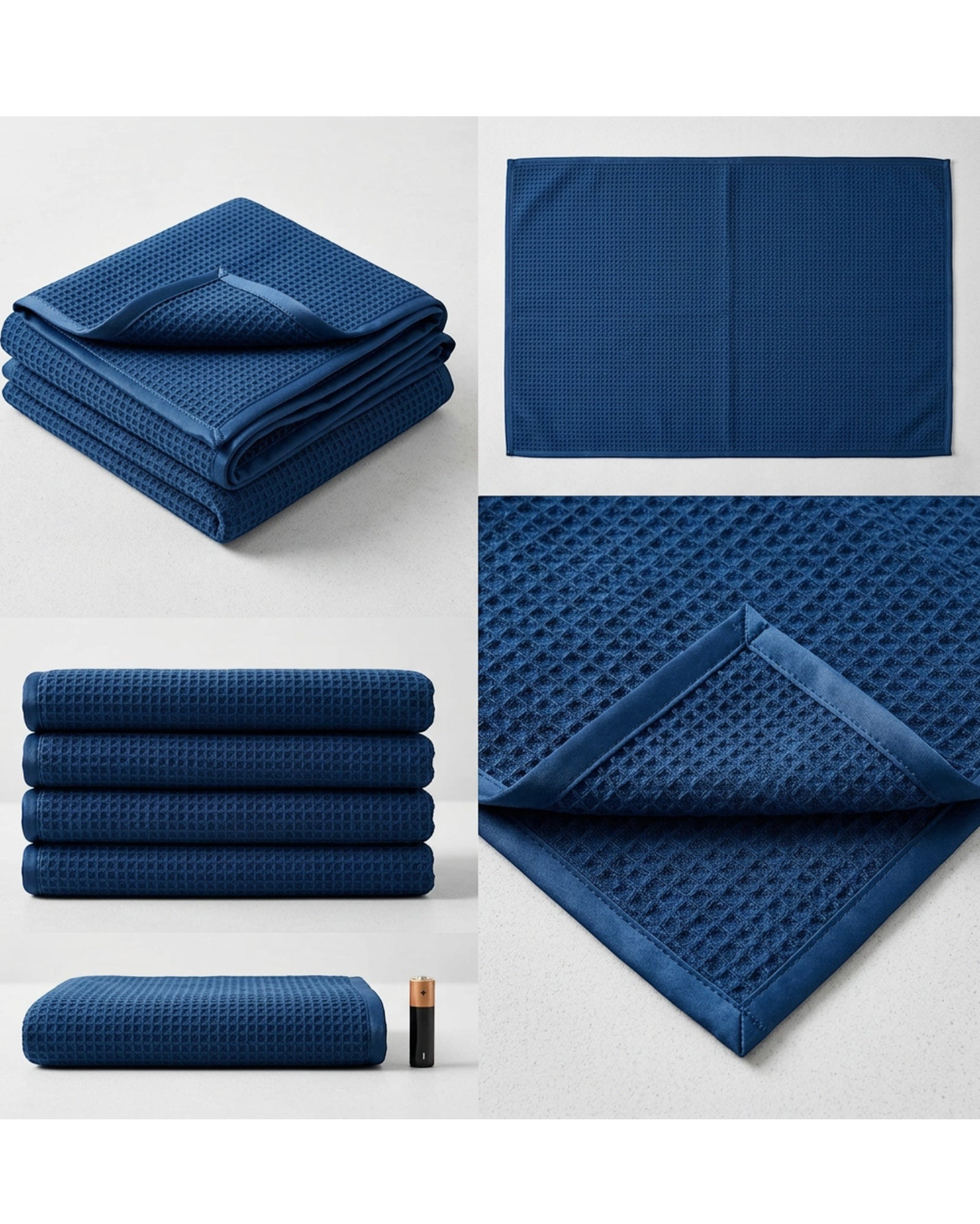 Rovae Waffle Weave Drying Towel Blue 24 x 36 in