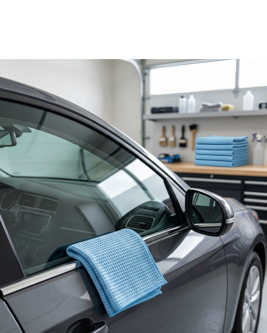 Waffle Weave Microfiber Glass Cloths 6 Pack 16 x 24 in 350 GSM - Lifestyle view